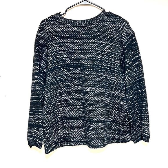 Lucky Brand Black Embroidered Twill pullover Sweater Sz Womens M - Picture 2 of 8